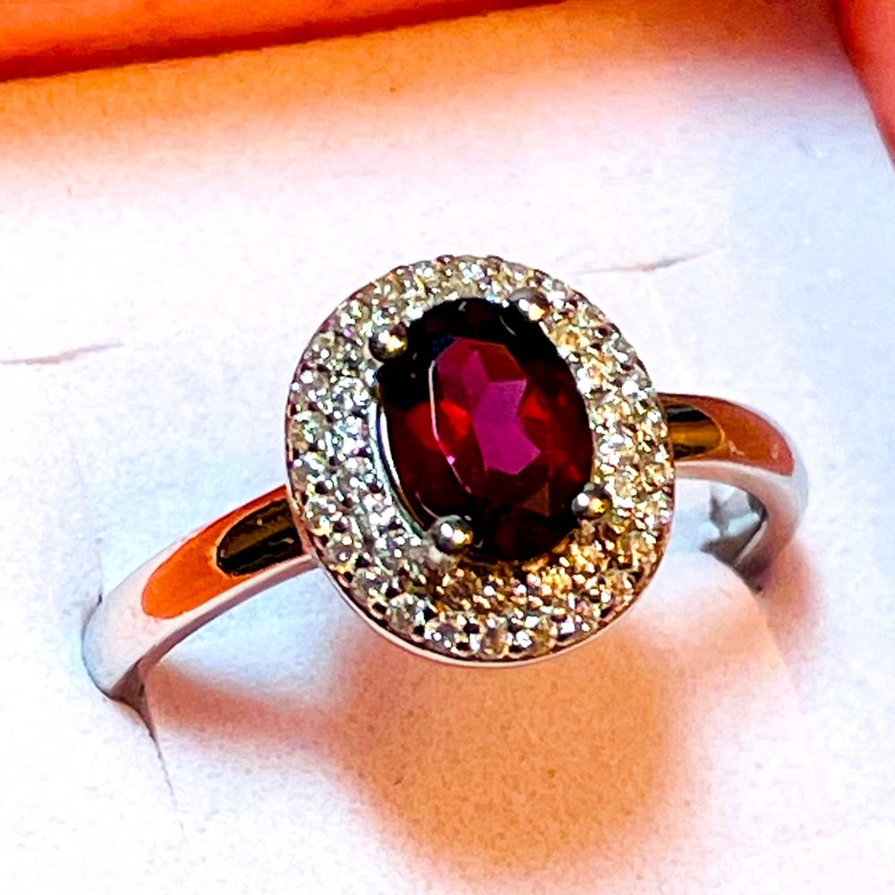 New Sterling Garnet Ring